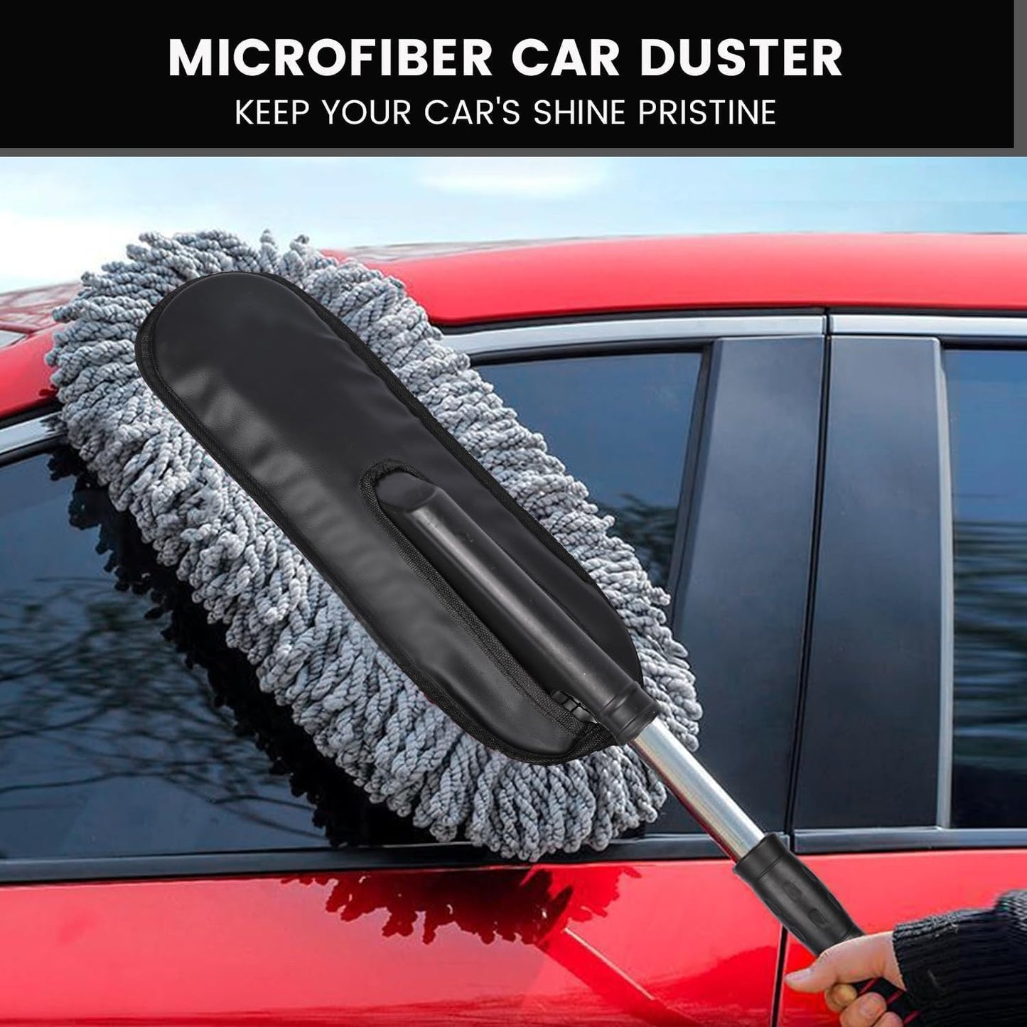 2Pcs Soft Microfiber Duster with Extendable Handle Exterior Scratch Free Car Cleaning Tool