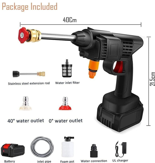 Car Washer High Pressure Gun Cordless Portable Wireless Pressure Washer Gun 48V 12000mah High Pressure Water Gun for Car Wash Bike Washing Cleaning Adjustable Nozzle and 5M Hose Pipe