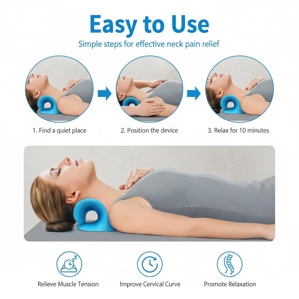 Neck Support Stretcher - Cervical Traction Device for Neck & Shoulder Pain Relief