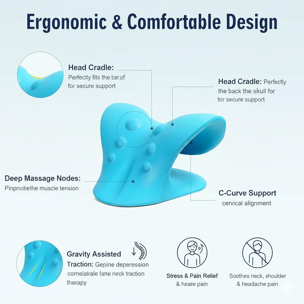 Neck Support Stretcher - Cervical Traction Device for Neck & Shoulder Pain Relief