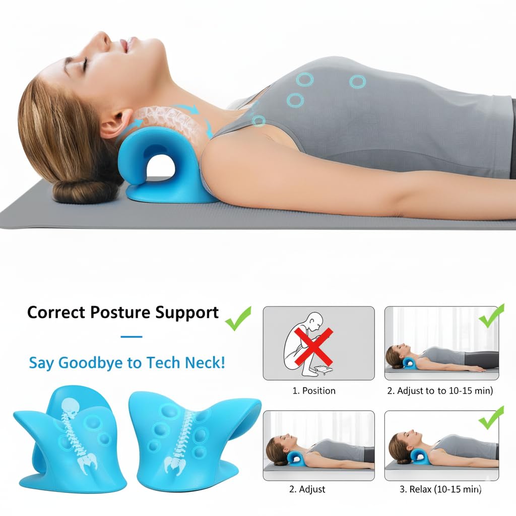 Neck Support Stretcher - Cervical Traction Device for Neck & Shoulder Pain Relief