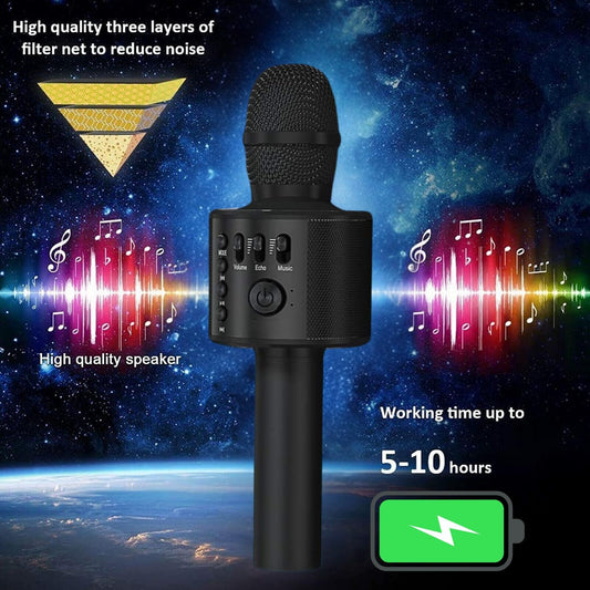 Wireless Karaoke Microphone with Speaker | Handheld Bluetooth Mic for Singing with Echo Effect, 5 Magic Voice Modes, Music Sync LED & 1800mAh Rechargeable Battery