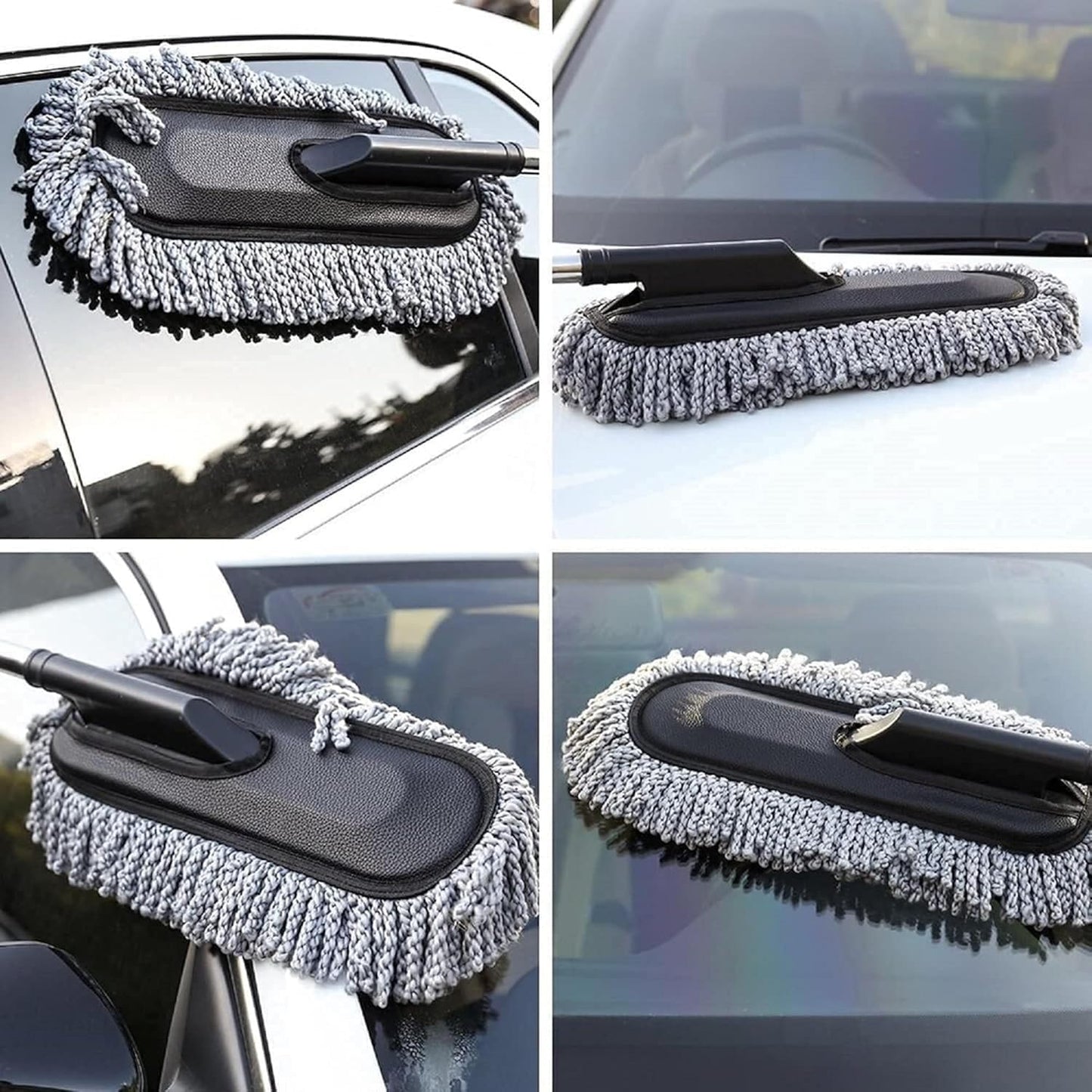 2Pcs Soft Microfiber Duster with Extendable Handle Exterior Scratch Free Car Cleaning Tool