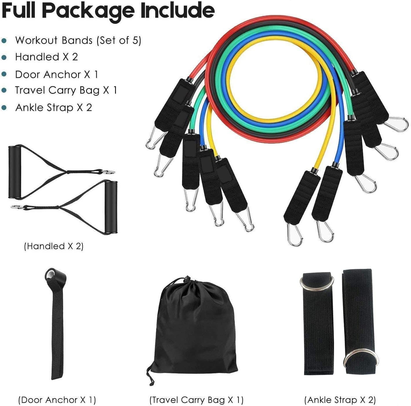 Resistance Exercise Bands with Door Anchor, Handles