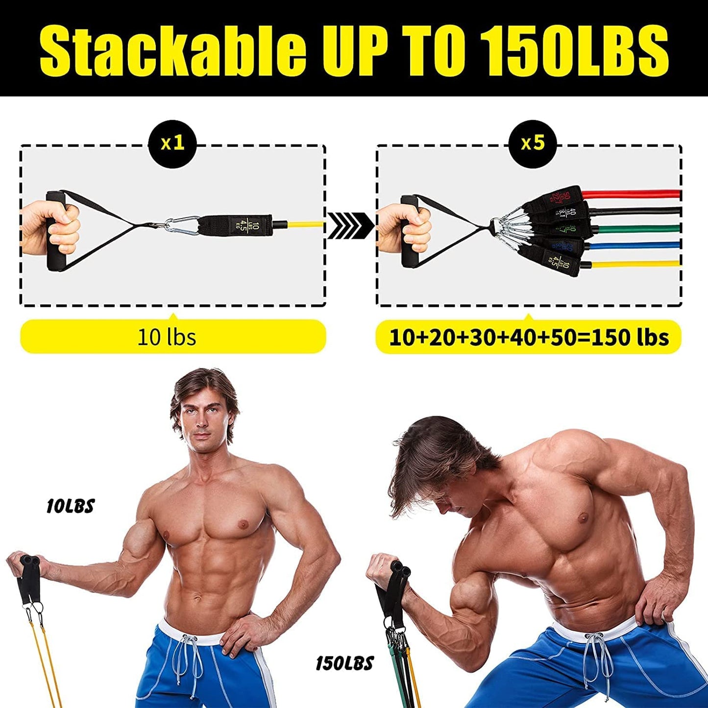 Resistance Exercise Bands with Door Anchor, Handles