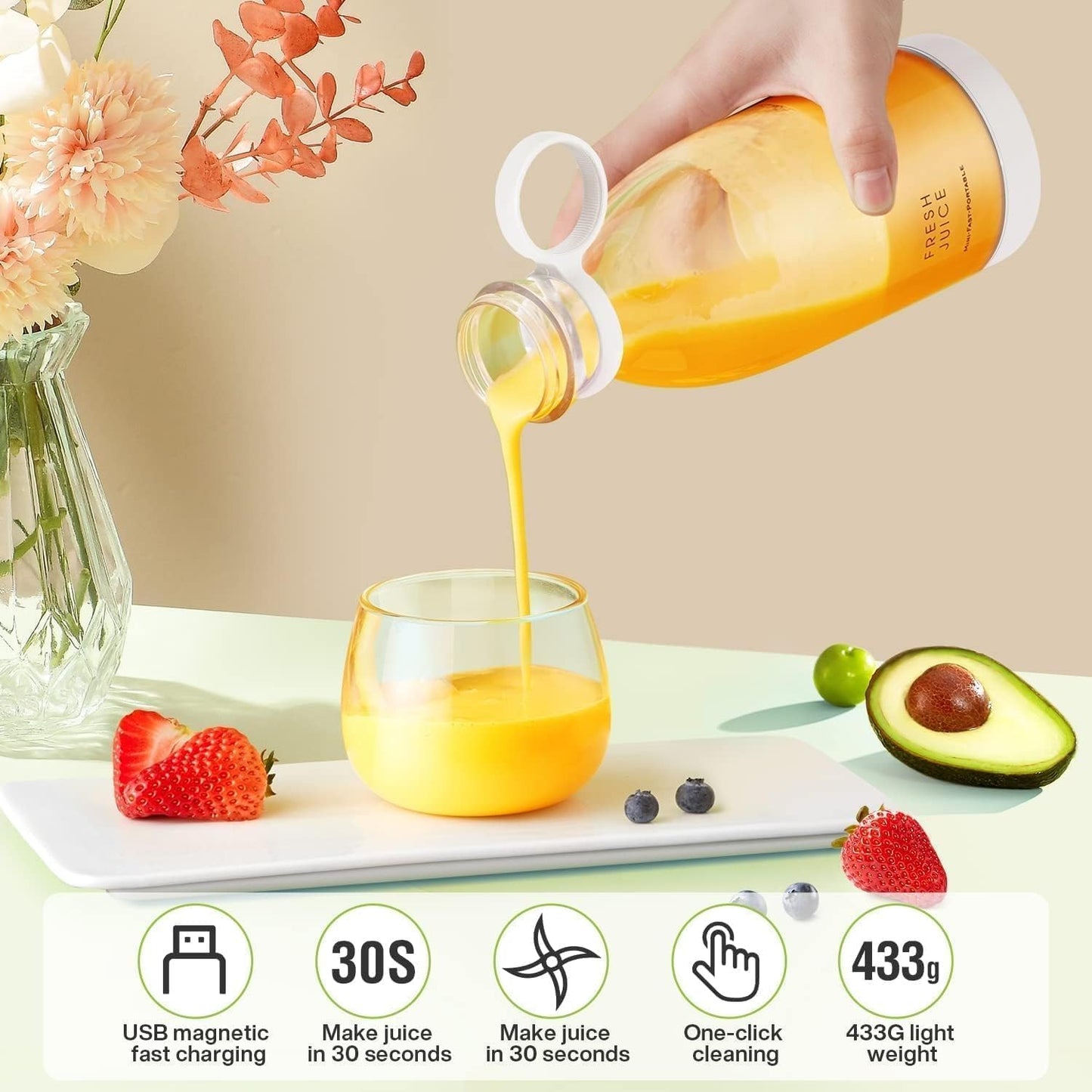 Bottle Shape Juicer mixer, 4 Blade Juicer