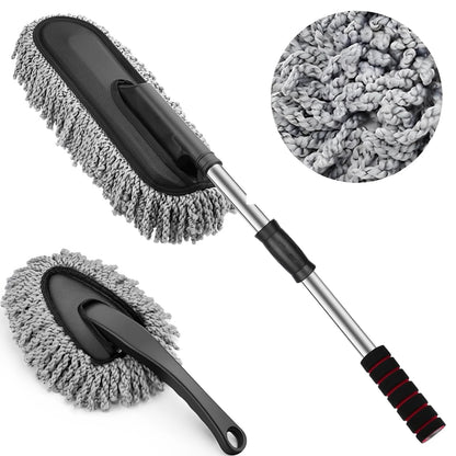 2Pcs Soft Microfiber Duster with Extendable Handle Exterior Scratch Free Car Cleaning Tool