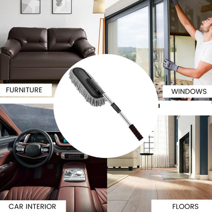 2Pcs Soft Microfiber Duster with Extendable Handle Exterior Scratch Free Car Cleaning Tool