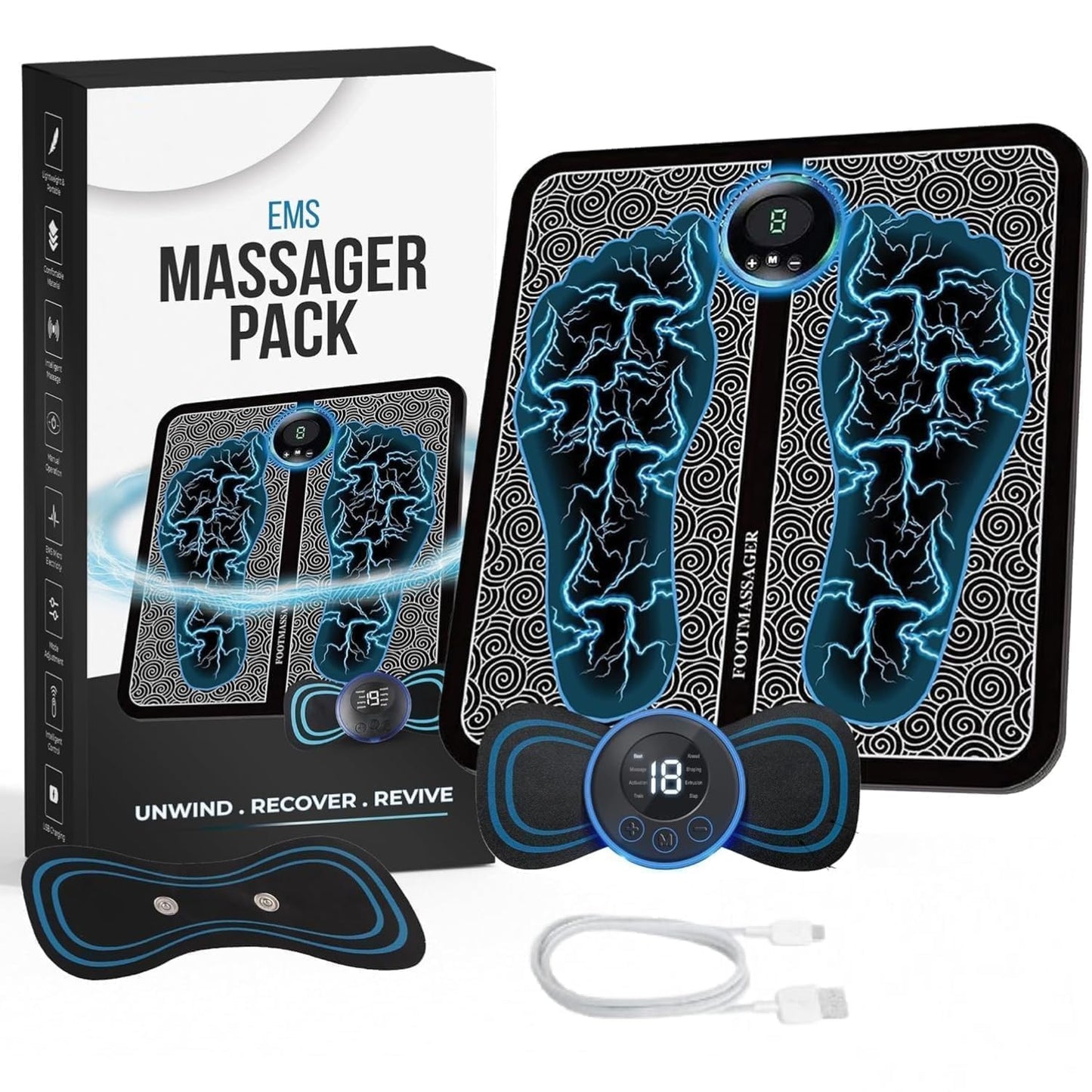 [COMBO] Wireless Electric EMS Foot & Body Massager