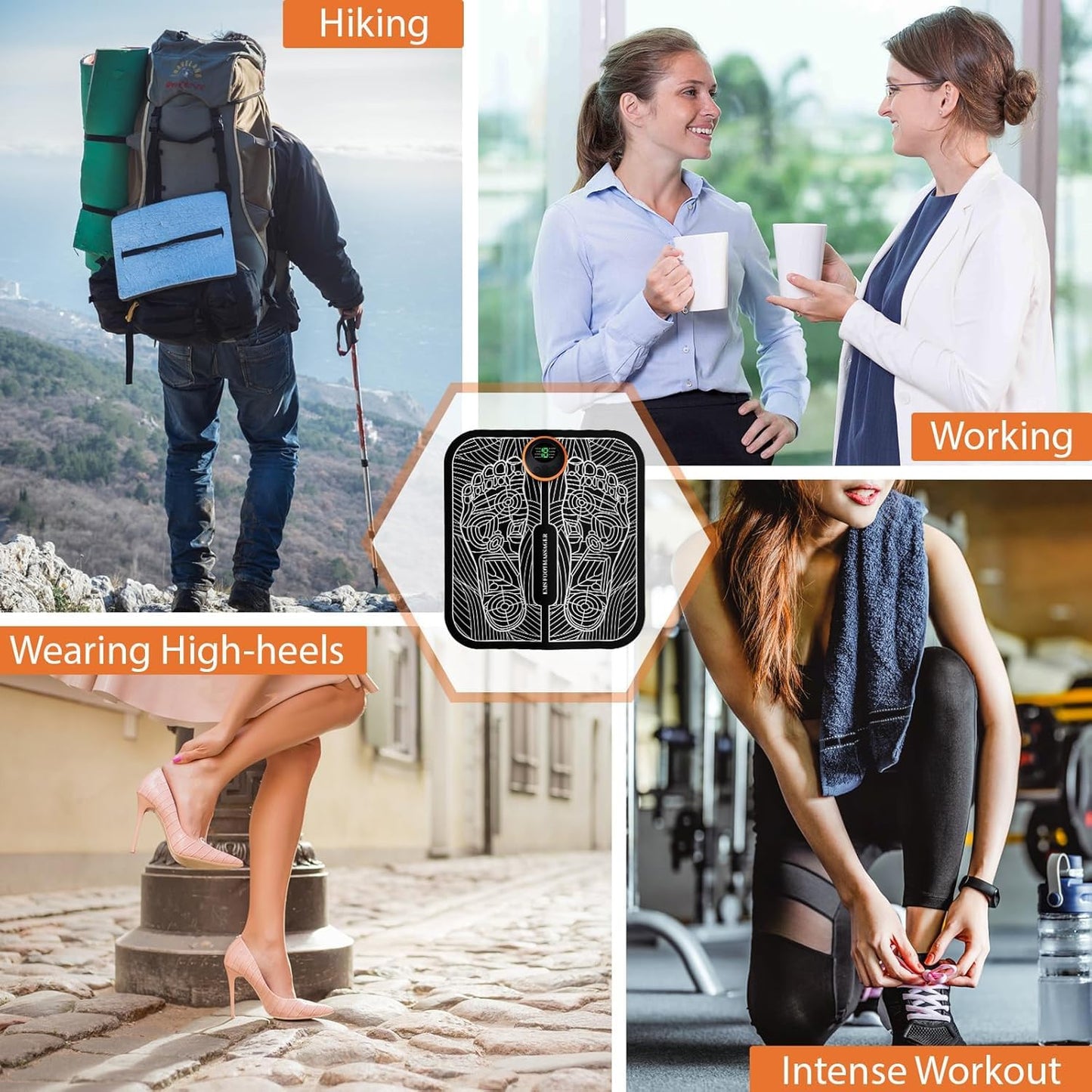 EMS Foot Massager Pad with 8 Modes & 19 Intensity Levels